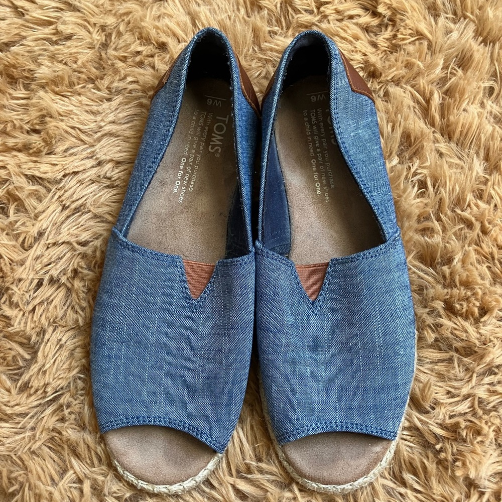 TOMS Blue Espadrille Flats
